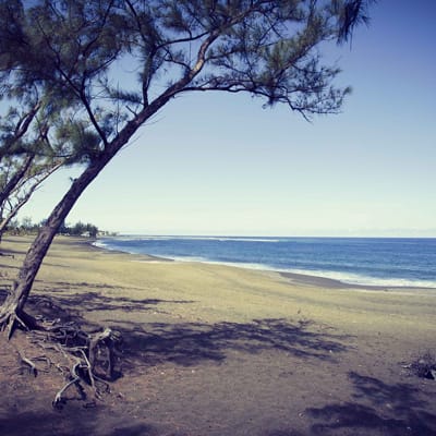 La plage de sable noir de l'Étang-Salé